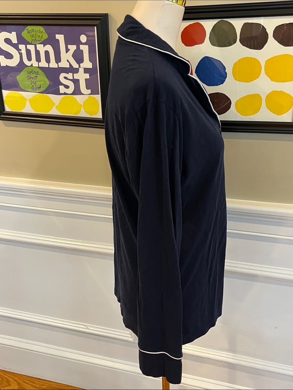 Women's Pima Pajama Set in Navy - Picture 4 of 15
